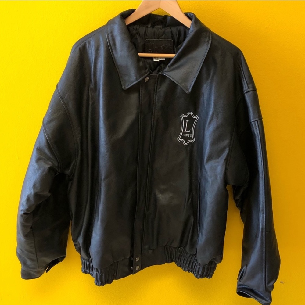 Levy’s Black 100% Leather Jacket Size 2XL